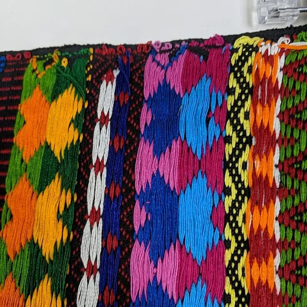 Indigenous Blanket Shawl Multicolor Floral 35 x 48 in Fringe Wall Hanging